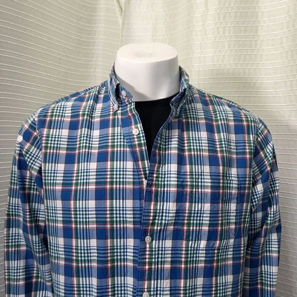 J. Crew Plaid Casual Dress Shirt Blue Multicolor Men's M